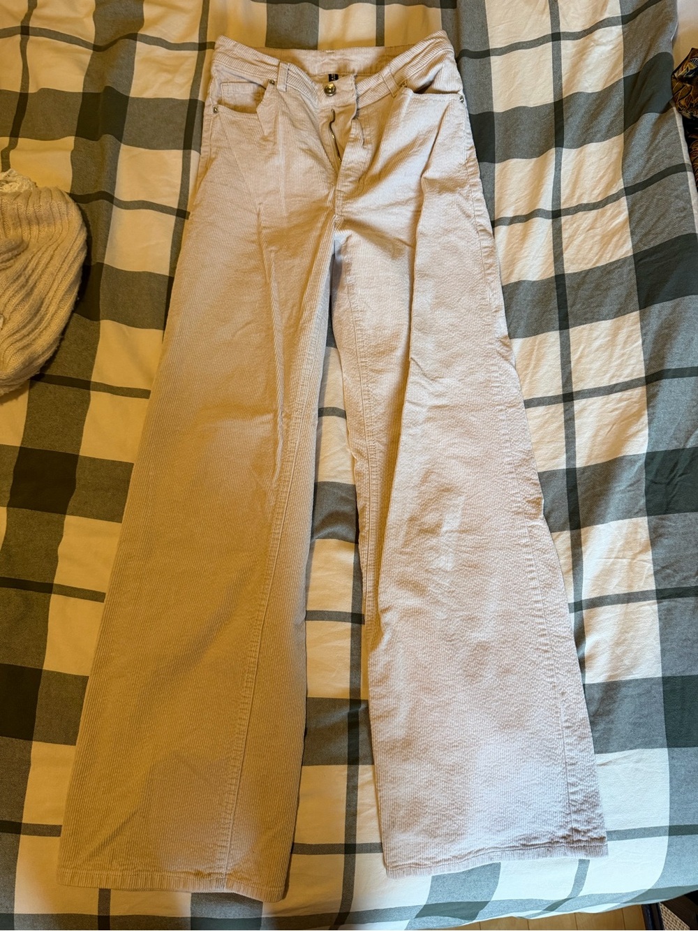 H&M Beige Wide-Leg Flare Jeans
